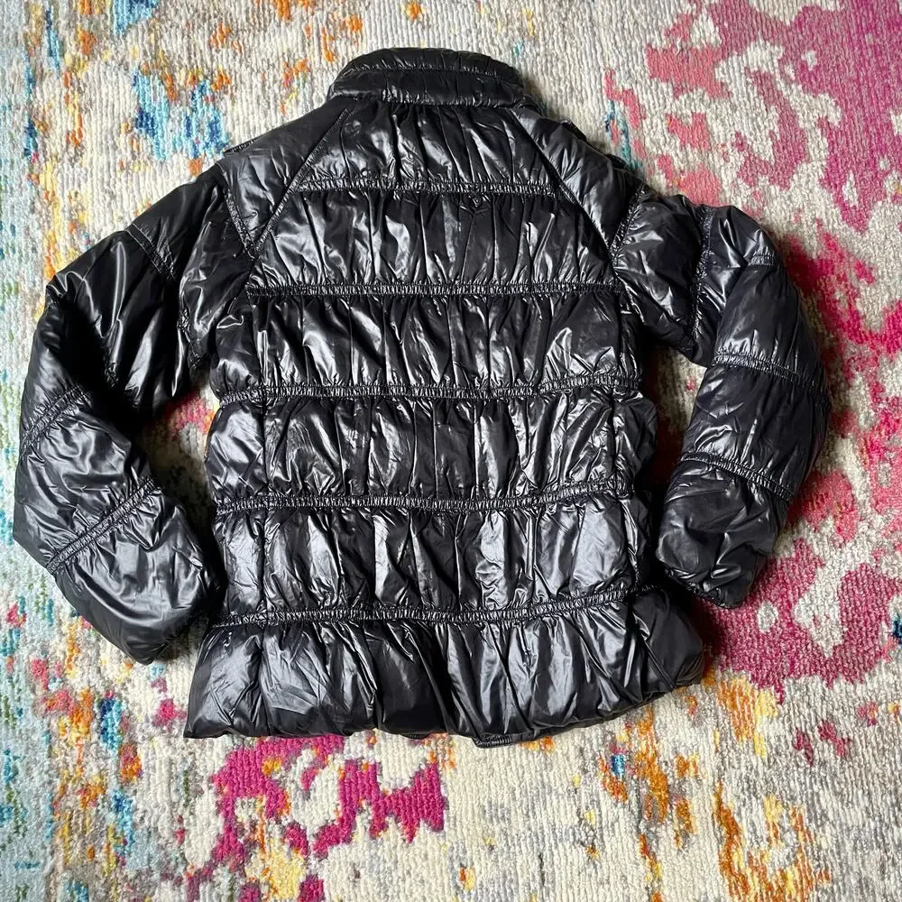 Burberry Black Goose Down Quilted Puffer Jacket sz M Medium Coat Shiny - Picture 12 of 12